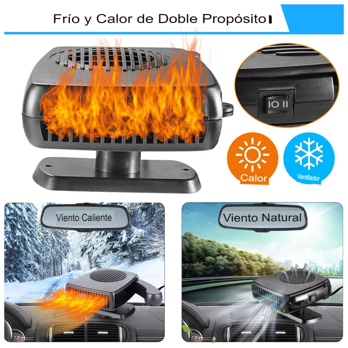"🔥 Calentador de Auto 2 en 1 – Modos Calor y Ventilación 🌬️"